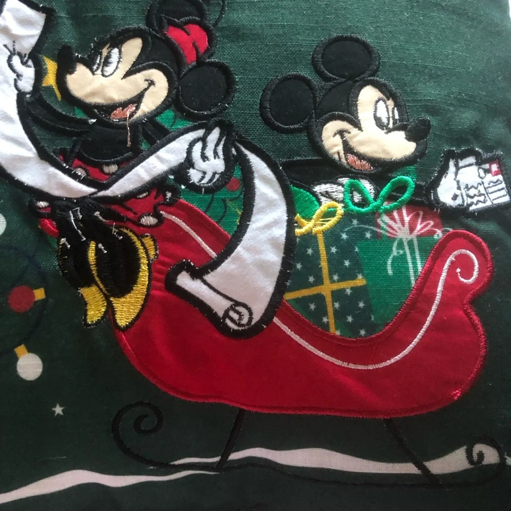 Disney Mickey and Minnie Holiday Pillow - Green and Red